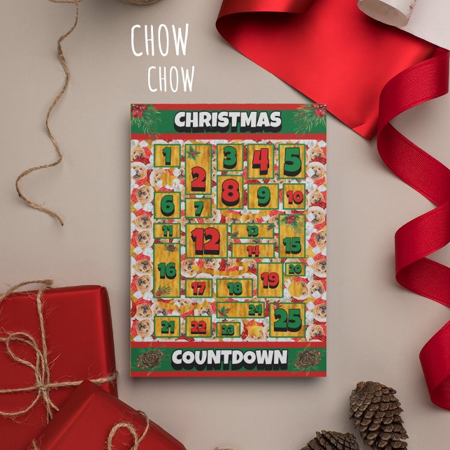 Chow Chow Dog Countdown Weihnachtskalender Feiertagskarte (Von Creator hochgeladen)