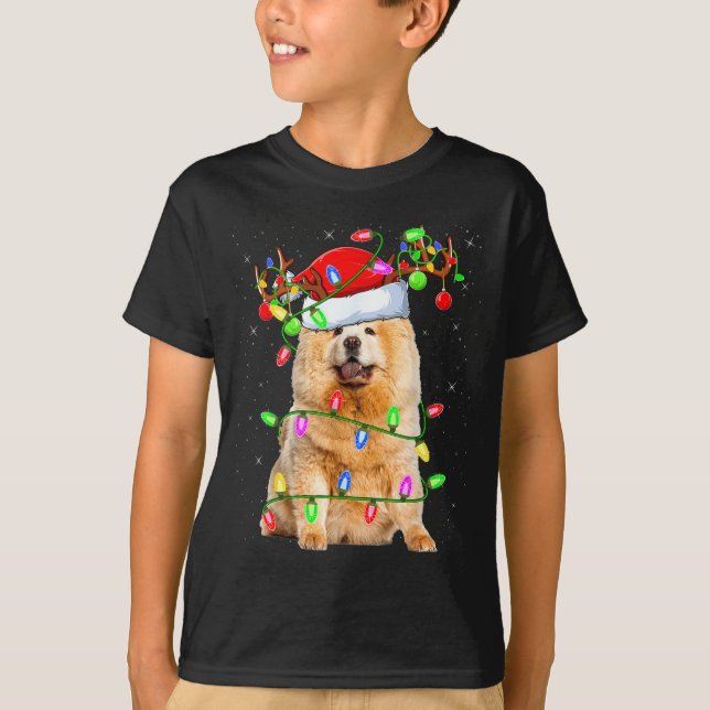 Chow Chow Dog Lover Xmas Lighting Santa Chow Chow  T-Shirt (Vorderseite)