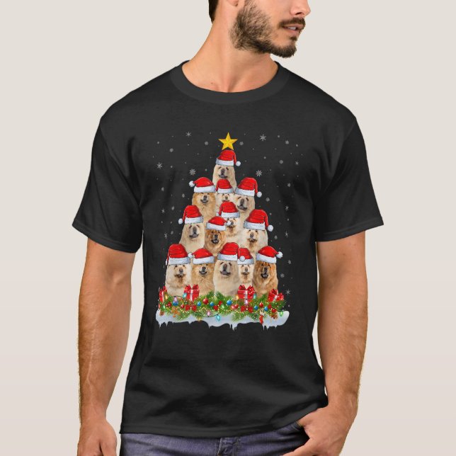 Chow Chow Dog Lover Xmas Tree Santa Christmas Chow T-Shirt (Vorderseite)