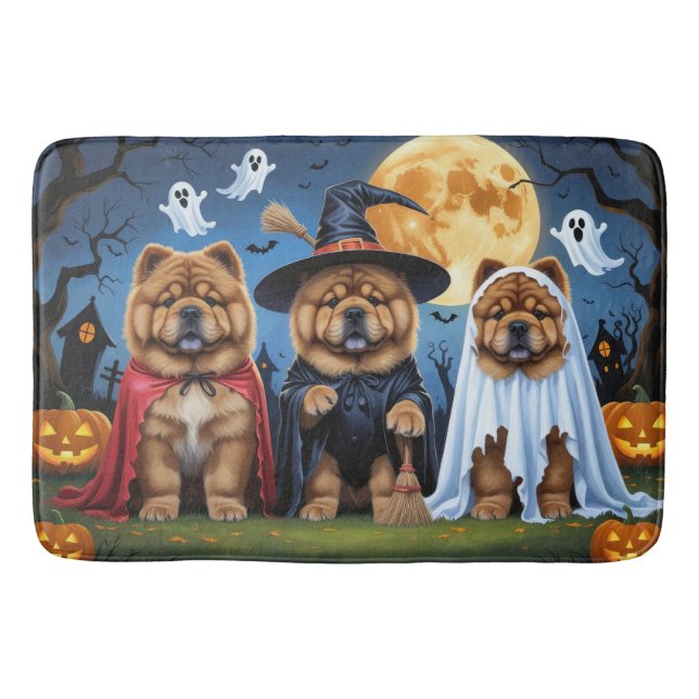 Chow Chow Dog Pumpkin Halloween Funny Badematte (Vorderseite)