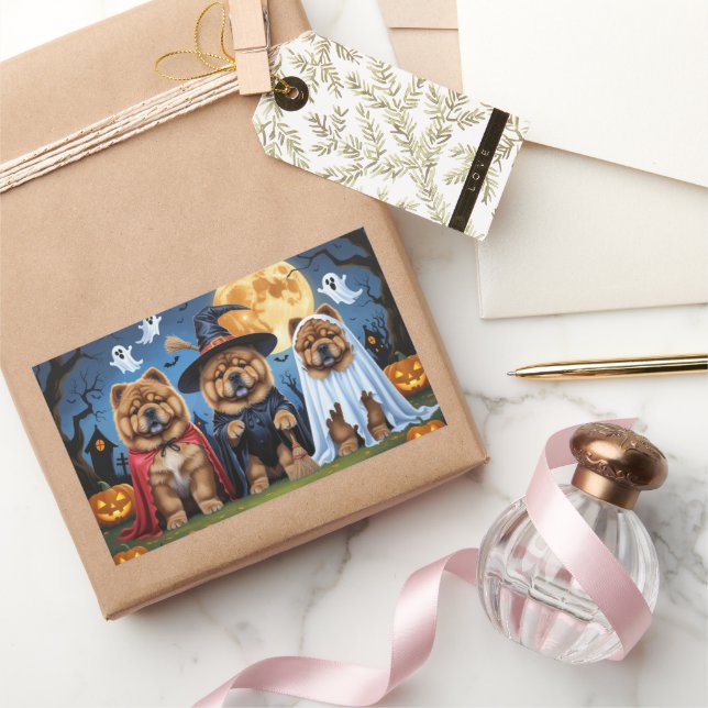 Chow Chow Dog Pumpkin Halloween Funny Rechteckiger Aufkleber (Schenken)