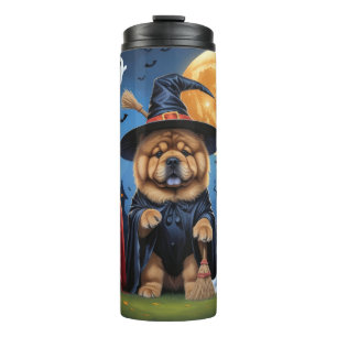 Chow Chow Dog Pumpkin Halloween Funny Thermosbecher