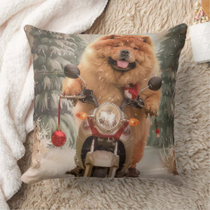 Chow Chow Dog Reiten Motorrad Weihnachten Kissen