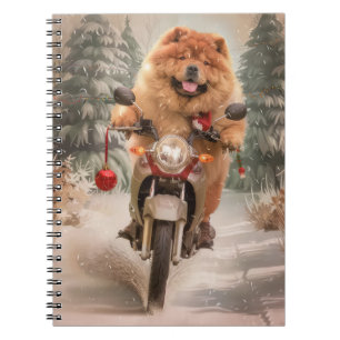 Chow Chow Dog Reiten Motorrad Weihnachten Notizblock