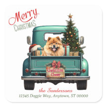 Chow Chow Dog Retro Truck Weihnachten