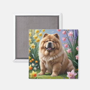 Chow Chow Dog Spring Blumen Malerei Magnet