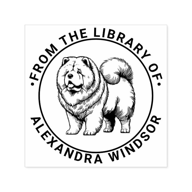 Chow Chow Dog Stehender Bibliotheksname Permastempel (Design)