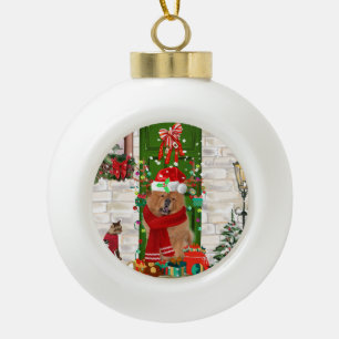 Chow Chow Dog Weihnachten Keramik Kugel-Ornament