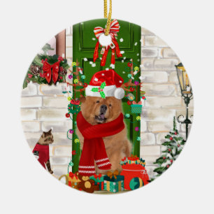 Chow Chow Dog Weihnachten Keramik Ornament