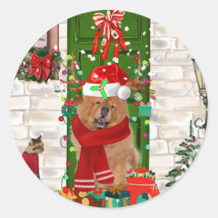 Chow Chow Dog Weihnachten Runder Aufkleber