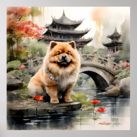 Chow Chow Erforschung eines chinesischen Gartens