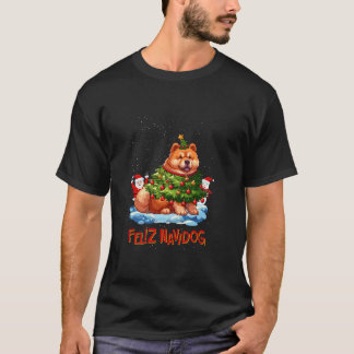 Chow Chow frohe Weihnachtsbaum Lichter Dog X Mas D T-Shirt
