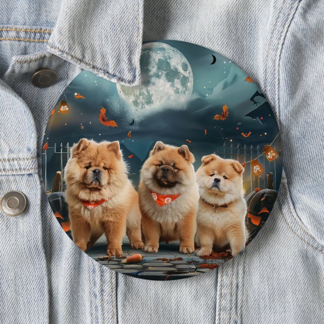 Chow Chow Halloween Gruselig Button (Beispiel)