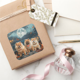 Chow Chow Halloween Spooky Quadratischer Aufkleber