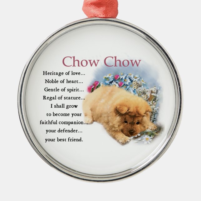Chow Chow Heritage of Liebe Silbernes Ornament (Vorne)