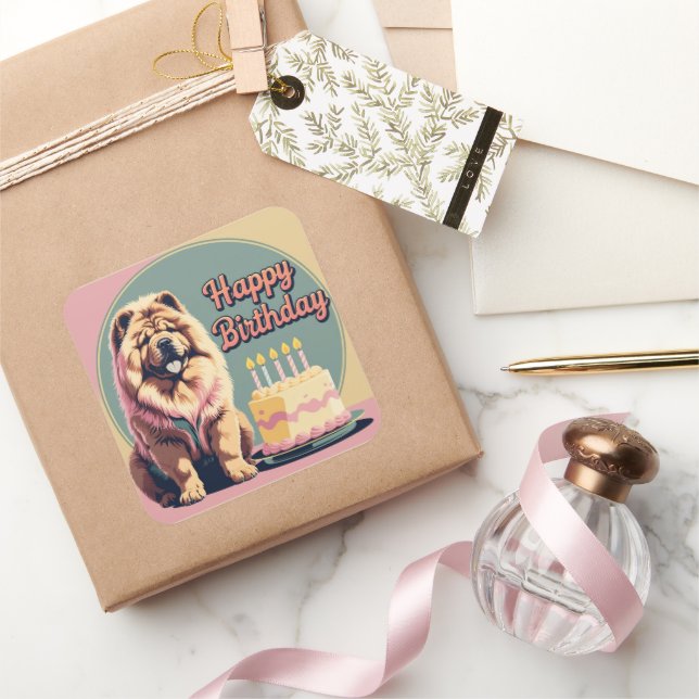 Chow Chow Hund farbenfroh Quadratischer Aufkleber (Schenken)