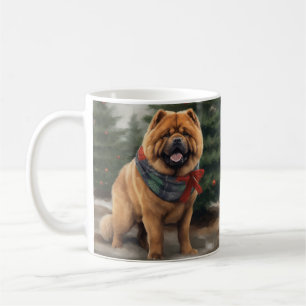 Chow Chow Hund im Schnee Weihnachten Kaffeetasse