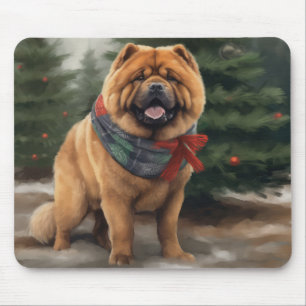 Chow Chow Hund im Schnee Weihnachten Mousepad