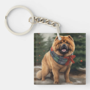 Chow Chow Hund im Schnee Weihnachten Schlüsselanhänger
