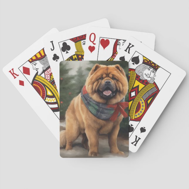 Chow Chow Hund im Schnee Weihnachten Spielkarten (Rückseite)