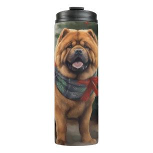 Chow Chow Hund im Schnee Weihnachten Thermosbecher