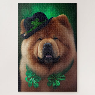 Chow Chow Hund im St. Patrick's Day Kleid Puzzle