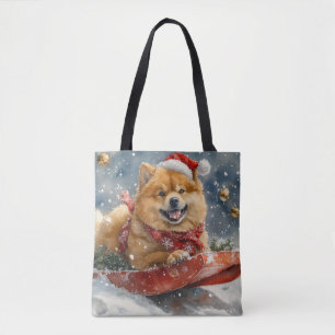 Chow Chow Hund in Sledge Lass es Schnee Weihnachte