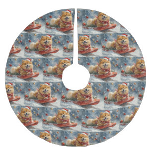 Chow Chow Hund in Sledge Lass es Schnee Weihnachte Polyester Weihnachtsbaumdecke