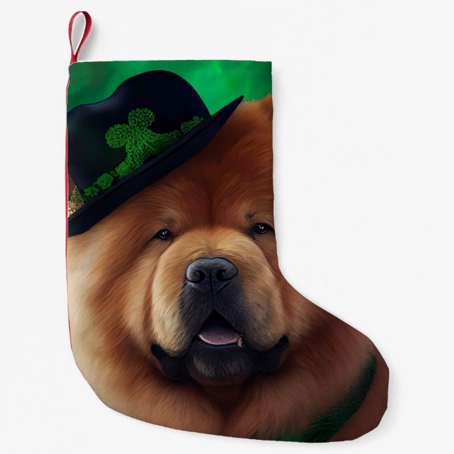 Chow Chow Hund in St. Patrick's Day Dress Kleiner Weihnachtsstrumpf (Vorderseite)