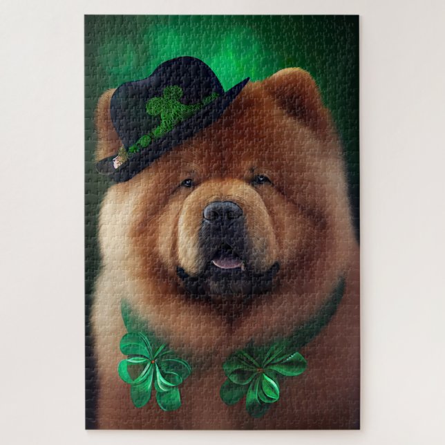 Chow Chow Hund in St. Patrick's Day Dress Puzzle (Vertikal)