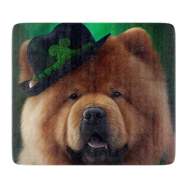 Chow Chow Hund in St. Patrick's Day Dress Schneidebrett (Vorderseite)