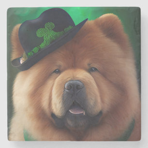Chow Chow Hund in St. Patrick's Day Dress Steinuntersetzer