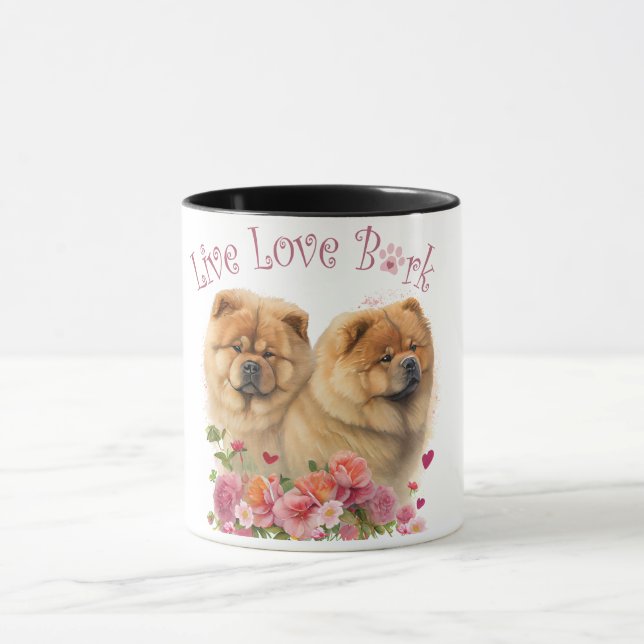 Chow Chow Hund Mama Floral Tasse (Zentrum)