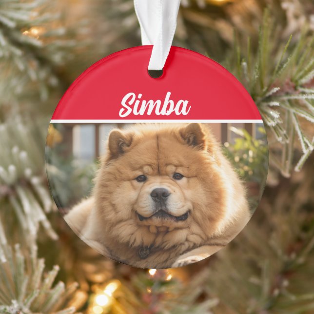 Chow Chow Hund mit Name und Foto Weihnachten Ornament (Baum)