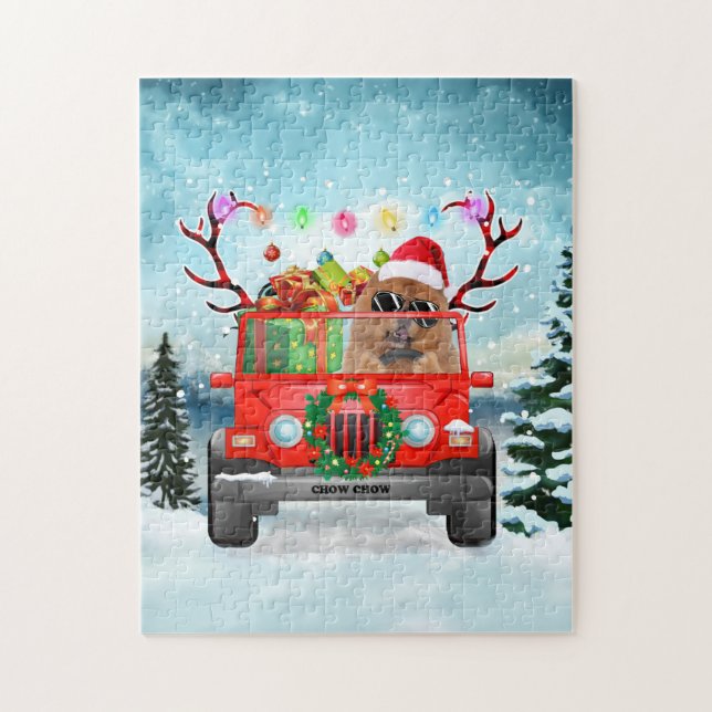 Chow Chow Hund mit Weihnachtsgeschenken Puzzle (Vertikal)