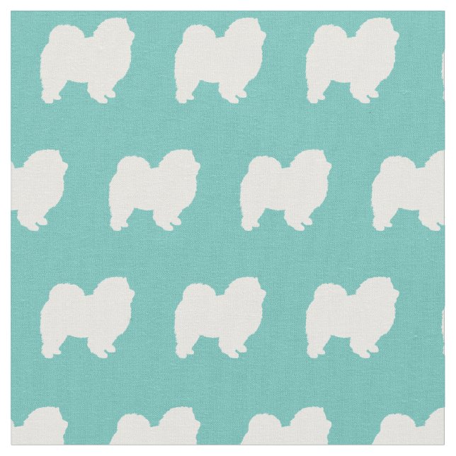 Chow Chow Hund Silhouette Pet Aquamarin Stoff (Nahaufnahme)