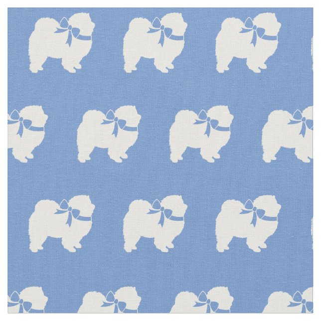 Chow Chow Hund Silhouette Pet Light Blue Stoff (Nahaufnahme)