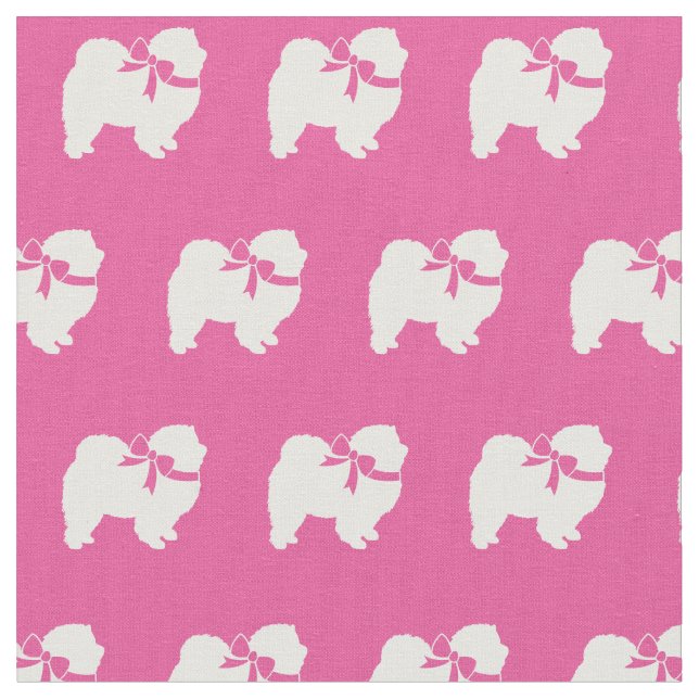 Chow Chow Hund Silhouette Pet Pink Stoff (Nahaufnahme)