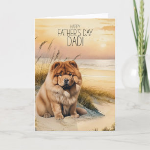 Chow Chow Hund Sonnenuntergangsstrand Vatertag Feiertagskarte