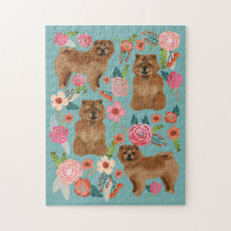 Chow Chow Hund Vintage Blumen Puzzle