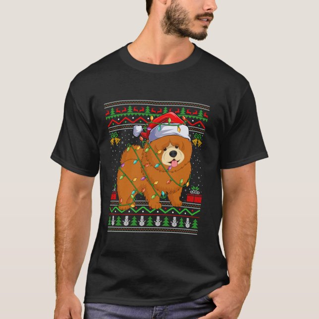 Chow Chow Hund Weihnachtslicht Weihnachtsweih T-Shirt (Vorderseite)