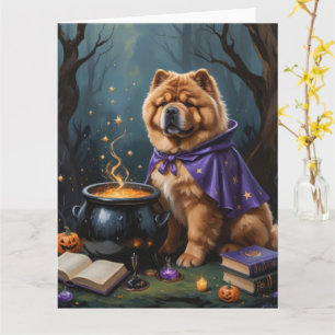 Chow Chow Hund Whimsical Halloween Malerei Karte