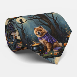 Chow Chow Hund Whimsical Halloween Malerei Krawatte