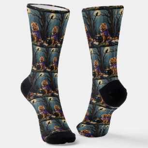 Chow Chow Hund Whimsical Halloween Malerei Socken