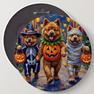 Chow Chow Hunde Trick-oder-Treating Halloween-Kost Button