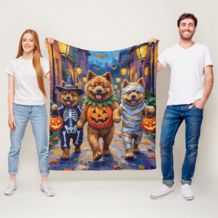 Chow Chow Hunde Trick-oder-Treating Halloween-Kost Fleecedecke