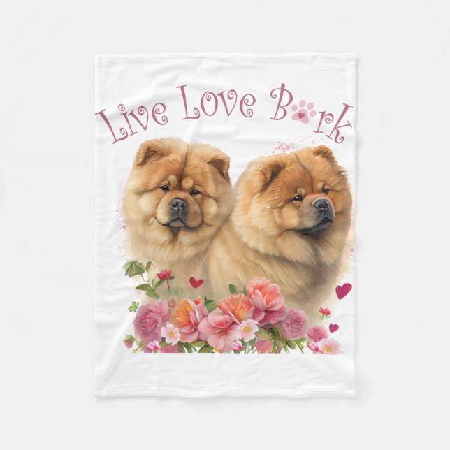 Chow Chow Hundefrau Blumenmuster Fleecedecke (Vorderseite)