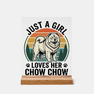 Chow Chow Hundeshirt Vintage Mädchen Hunde Liebhab Acrylschild