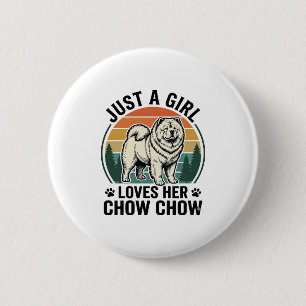 Chow Chow Hundeshirt Vintage Mädchen Hunde Liebhab Button