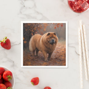Chow Chow im Herbstlaubfall inspiriert Serviette
